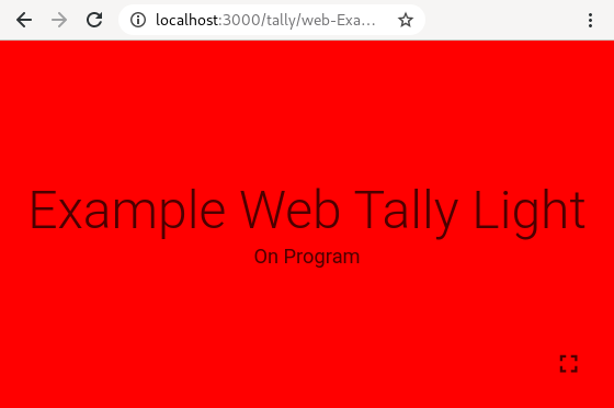 Web Tally showing "Live" state